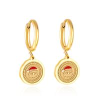 Christmas Earrings, Stainless Steel, gold color plated, Christmas Design & for woman, 11mm, Sold By Pair