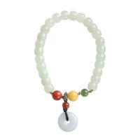Hetian Jade Bracelet with Beeswax & Yunnan Red Agate for woman Length 14-15.5 cm Sold By PC