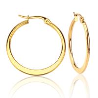 Stainless Steel Hoop Earring gold color plated & for woman Sold By Pair