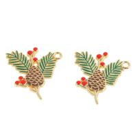 Tibetan Style Christmas Pendants, enamel, mixed colors, 28x26x2mm, 100PCs/Bag, Sold By Bag