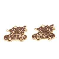 Tibetan Style Christmas Pendants, enamel, brown, 24x22x2mm, 100PCs/Bag, Sold By Bag