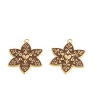 Tibetan Style Christmas Pendants, Flower, enamel, brown, 30x24x2mm, 100PCs/Bag, Sold By Bag