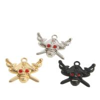 Tibetan Style Skull Pendants, Halloween Jewelry Gift & with rhinestone, more colors for choice, 30x27x4mm, 100PCs/Bag, Sold By Bag
