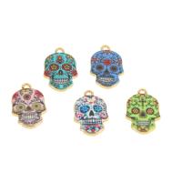 Tibetan Style Skull Pendants, with Resin, Halloween Jewelry Gift, more colors for choice, 22x14x2mm, 100PCs/Bag, Sold By Bag