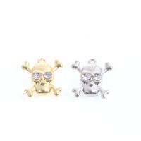 Tibetan Style Skull Pendants, Halloween Jewelry Gift & with rhinestone, more colors for choice, 21x19x4mm, 100PCs/Bag, Sold By Bag
