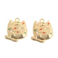 Tibetan Style Enamel Pendants, Cat, golden, 30x20x2mm, 100PCs/Bag, Sold By Bag