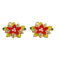 Tibetan Style Enamel Pendants, Flower, mixed colors, 27x22x2mm, 100PCs/Bag, Sold By Bag