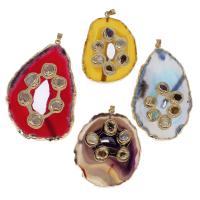 Brass Pendant, with Agate, more colors for choice, 62x47x7mm, Sold By PC
