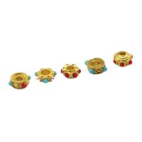 Brass Jewelry Beads, Tibetan Style, with Lampwork, plated, fashion jewelry & DIY & different styles for choice & for woman, more colors for choice, 10PCs/Lot, Sold By Lot