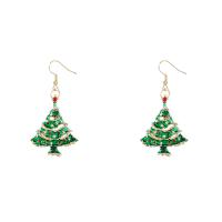 jul örhängen, Zink Alloy, med akrylstrass, Julgran, Jul Design & mode smycken & för kvinna & emalj, grön, 62x32mm, Säljs av Par