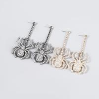 Rhinestone Earring Zinc Alloy Spider fashion jewelry & for woman & with rhinestone Sold By Pair