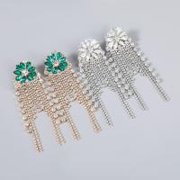 Fashion Fringe Boucles d'oreilles, alliage de zinc, bijoux de mode & pour femme & avec les strass de verre & avec strass, plus de couleurs à choisir, 118x38mm, Vendu par paire
