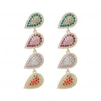 Rhinestone náušnice, Zinek, módní šperky & pro ženy & s drahokamu, multi-barevný, 83x25mm, Prodáno By Pair