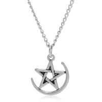 Zinc Alloy Jewelry Necklace Moon and Star plated fashion jewelry & Unisex nickel lead & cadmium free 18mm Length Approx 17.3  Sold By PC