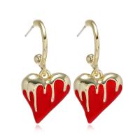 Zinc Alloy Drop Earrings Heart plated vintage & fashion jewelry & for woman & enamel nickel lead & cadmium free Sold By Pair