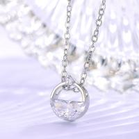 Zinc Alloy Jewelry Necklace with Cubic Zirconia with 1.97Inch extender chain silver color plated silver color nickel lead & cadmium free Sold Per Approx 14.96 Inch Strand