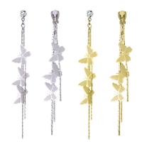 Tibetan Style Drop Earrings, Butterfly, plated, more colors for choice, nickel, lead & cadmium free, 90x14mm, Sold By Pair