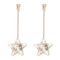 Zinc Alloy Drop Earrings gold color plated hollow nickel lead & cadmium free Sold By Pair