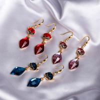 Crystal Earrings Zinc Alloy with Crystal zinc alloy earring hook Fox gold color plated faceted nickel lead & cadmium free Sold By Pair