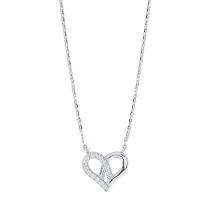 Tibetan Style Jewelry Necklace, with Cubic Zirconia, Heart, silver color plated, Adjustable, silver color, nickel, lead & cadmium free, 12mm, Sold Per Approx 17.13 Inch Strand