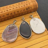 Gemstone Pendants Jewelry Natural Stone with Brass irregular silver color plated 38x71- Sold By PC