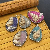 Resin Pendant, with Rhinestone Clay Pave & Trumpet Shell, irregular, more colors for choice,   30x50-40x60mm, Sold By PC