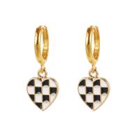 Huggie Hoop Drop Earring Brass with Zinc Alloy Heart gold color plated fashion jewelry & enamel Sold By Pair