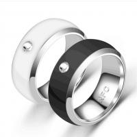 Stainless Steel NFC Smart Ring, silver color plated, with rhinestone, more colors for choice, 8mm, Sold By PC