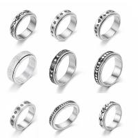 Titanium Steel Finger Ring, silver color plated, different styles for choice & enamel, silver color, Sold By PC