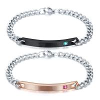 Titanium Steel Bracelet & Bangle, silver color plated, with rhinestone, more colors for choice, Length:21 cm, Sold By PC