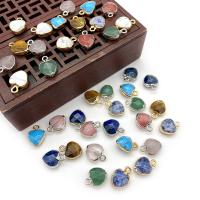 Gemstone Pendants Jewelry Natural Stone with Brass Heart plated & faceted Sold By PC