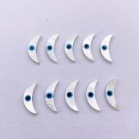 Natürliche weiße Muschelperlen, Mond, DIY & böser Blick- Muster & Emaille, weiß, 6x14mm, verkauft von PC