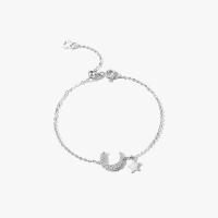 Zinc Alloy Bracelet Moon and Star plated oval chain & for woman & with rhinestone nickel lead & cadmium free Sold Per Approx 6.7 Inch Strand