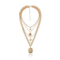 Multi Layer Necklace Zinc Alloy Lion gold color plated multilayer & twist oval chain & for woman nickel lead & cadmium free Length Approx 20.4 Inch Approx 13 Inch Sold By PC