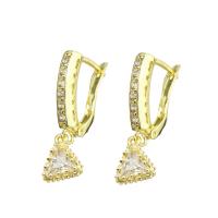 Huggie Hoop Drop Earring, Brass, high quality gold color plated, micro pave cubic zirconia, 26mm, Sold By Pair