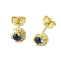 Cubic Zirconia Micro Pave Brass Earring gold color plated micro pave cubic zirconia Sold By Pair