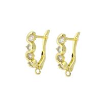 Brass Earring Drop Component high quality gold color plated micro pave cubic zirconia Sold By PC