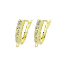 Brass Earring Drop Component, high quality gold color plated, micro pave cubic zirconia, 4x18x12mm, Sold By Pair