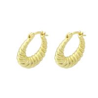 Brass Huggie Hoop Earring, high quality gold color plated, 5x20x18mm, Sold By Pair