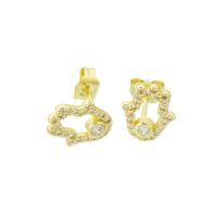 Cubic Zirconia Micro Pave Brass Earring Hand gold color plated micro pave cubic zirconia Sold By Pair