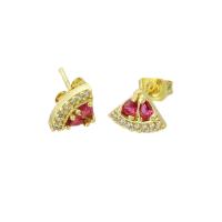 Cubic Zirconia Micro Pave Brass Earring gold color plated micro pave cubic zirconia Sold By Pair