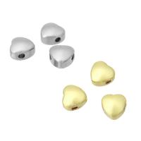 Латунные ювелирные бусины, Латунь, Сердце, плакированный настоящим золотом, 5x5x3mm, отверстие:Приблизительно 1mm, продается PC