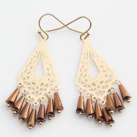 Fashion Fringe Earrings Brass with Crystal gold color plated for woman & hollow Sold By Pair