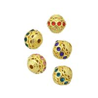 Cubic Zirconia Micro Pave Brass Beads, high quality gold color plated, micro pave cubic zirconia, 10x10x10mm, Hole:Approx 2mm, Sold By PC