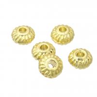 Perles intercalaires en alliage de zinc, coeur, Placage de couleur d'or, 6x6x4mm, Vendu par PC