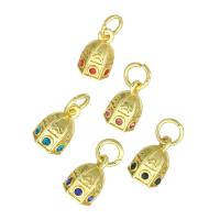 Cubic Zirconia Micro Pave Brass Pendant, high quality gold color plated, micro pave cubic zirconia, 7x11x7mm, Hole:Approx 4mm, Sold By PC