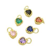 Cubic Zirconia Brass Pendants, Heart, high quality gold color plated, micro pave cubic zirconia, 7x9x6mm, Hole:Approx 3mm, Sold By PC