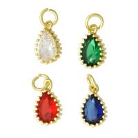 Cubic Zirconia Brass Pendants, Teardrop, high quality gold color plated, micro pave cubic zirconia, more colors for choice, 7x12x4mm, Hole:Approx 3mm, Sold By PC