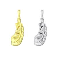 Brass Jewelry Pendants, Feather, high quality plated, more colors for choice, 7x26x2mm, Hole:Approx 2mm, Sold By PC