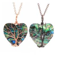 Shell Necklaces Brass with Abalone Shell Heart plated Unisex nickel lead & cadmium free Length 20 Inch Sold By PC